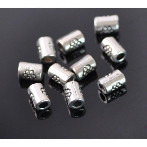 100pcs Tibetan Silver Metal 5x3mm Tube Shape Loose Spacer Beads lot for Jewelry Making DIY Crafts Findings