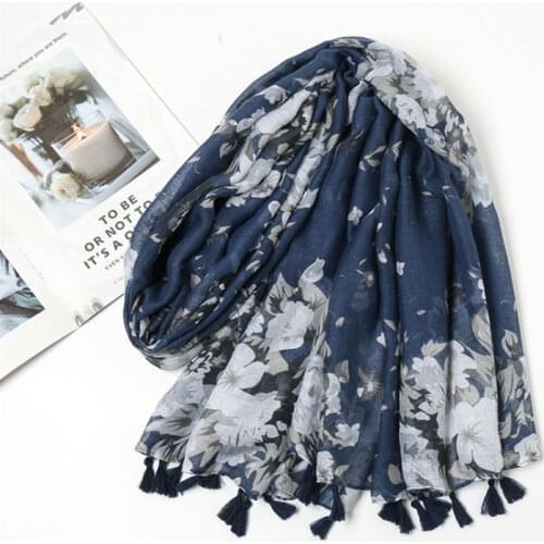 2021 New Design Spring Women Scarf Fashion Floral Print Cotton Hijabs Scarves For Ladies Warm Soft Shawls And Wraps