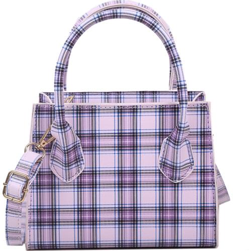 Small Plaid Pattern Solid Color PU Leather Crossbody Bags For Women 2021 Summer Lady Shoulder Handbags Female Simple Totes Purse