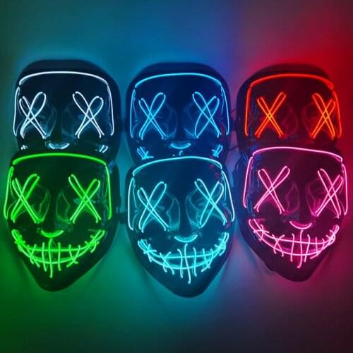 2021 Halloween Decoration LED Luminous Mask Cosplay Costume Glow In The Dark Halloween Horror Party Light Up Neon Masks