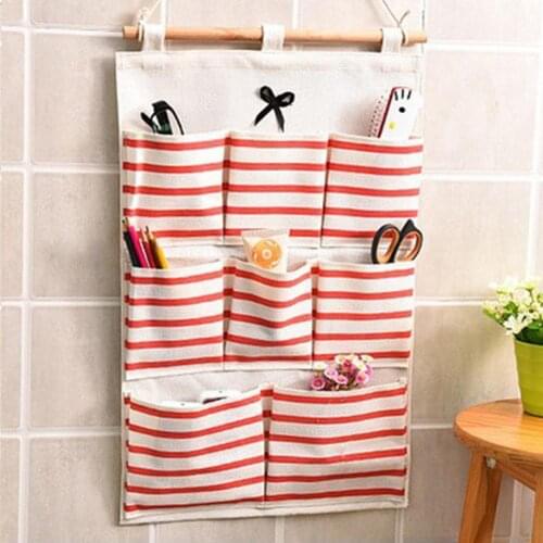 50%HOT6/8 pocket cotton and linen fabric wall hanging bag storage bag storage bag wall hanging door hanging storage bag