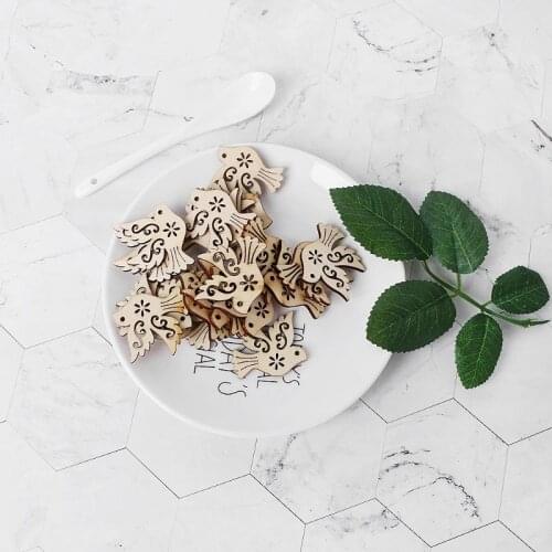 50pcs Cut Wood Peace Pigeon Embellishment Wooden Shape Craft Wedding Decor 85DA
