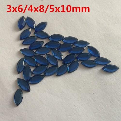 500pcs Dark/Royal Blue Navette Rhinestone Horse Eye Acrylic Stones Flatback Button Fancy Strass Crystals For Dress Crafts Decora