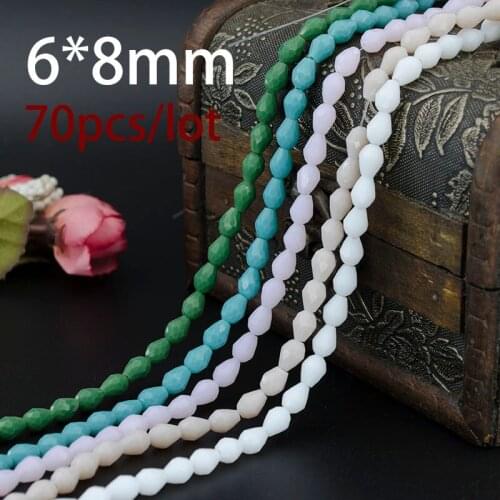 70 pcs Chinese Top A Grade Quality 5500 Faceted 6x8MM Teardrop Crystal Glass Quartz Drop Beads for Jewelry Making