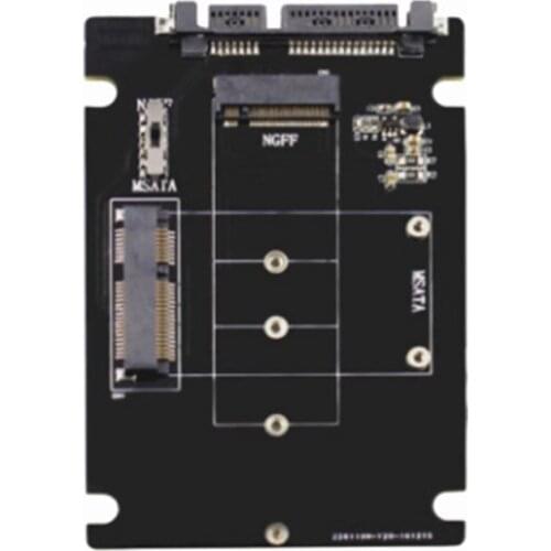 2 in 1 MSATA/M.2 NGFF to 2.5 Inch SATA Adapter SSD Adapter Card M.2 NGFF B-Key to SATA SSD Converter Adapter Board
