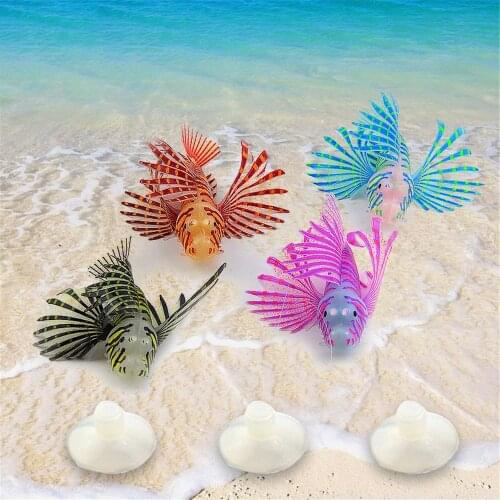 Aquarium Artificial Luminous Lionfish Fish Tank Landscape Silicone Fake Fish Floating Glow In Dark Ornaments Home Decoration