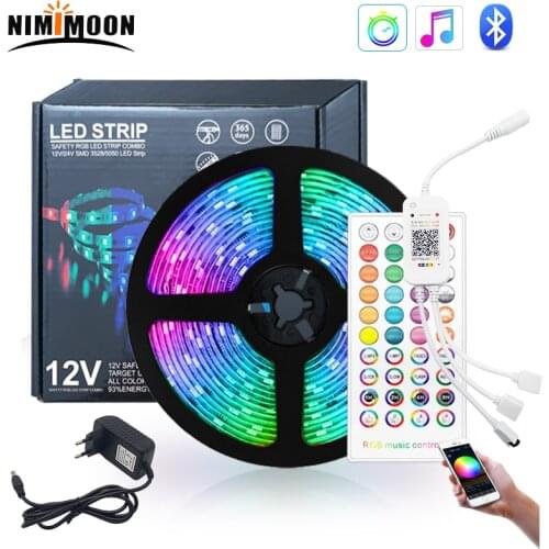 Bluetooth Music Controller 5050/2835 RGB Led Strip 5M 10M Waterproof Ribbon 15M 20M RGB LED Diode Taper With Adapter For Party