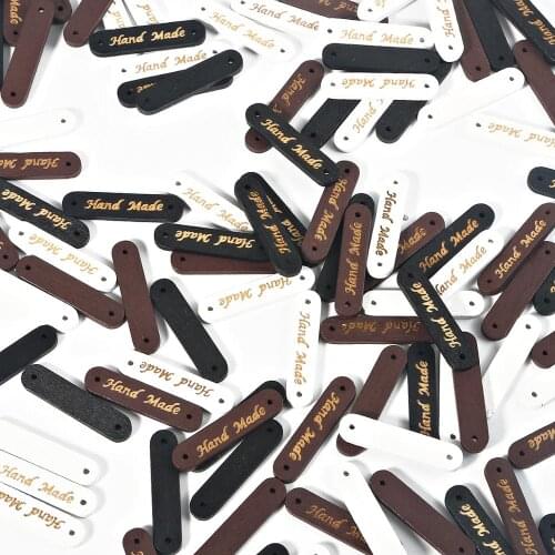 50Pcs Wood Labels Handmade Letter Embossed Tag Labels Wooden Button For DIY Crafts Supplies Garment Fabric Sewing Accessories