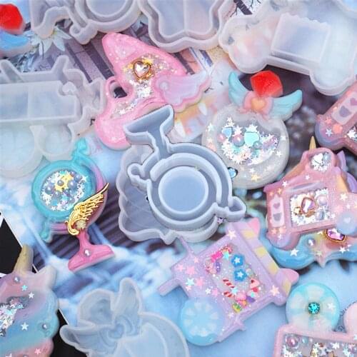 1PC Silicone Resin Mould White UV Epoxy Crystal Mold Quicksand Star Key Chain Pendant Jewelry Making Tools Handmade Supplies