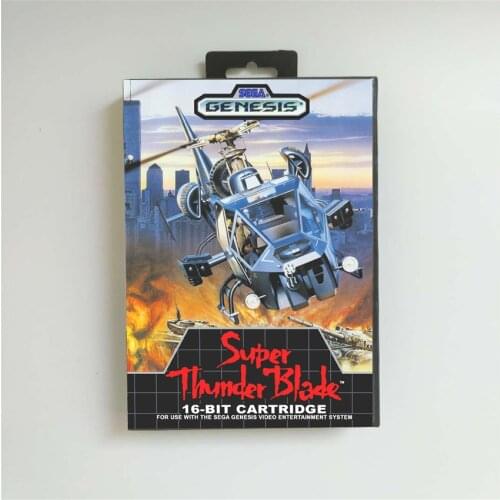 Super Thunder Blade - USA Cover With Retail Box 16 Bit MD Game Card for Sega Megadrive Genesis Video Game Console