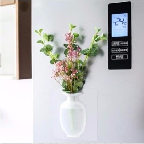 Artificial Plants Flowers Magic Vase for Decoration Reusable Silicone Self-Sticking Pot on Any Smooth Surfaces Fridge Door Glass