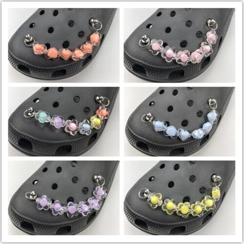 Top Seller 1 Pcs Croc Shoes Charms JIBZ Love jelly Chain Shoe Metal Decoration Clear Plastic Bracelet Accessories Girl Gift