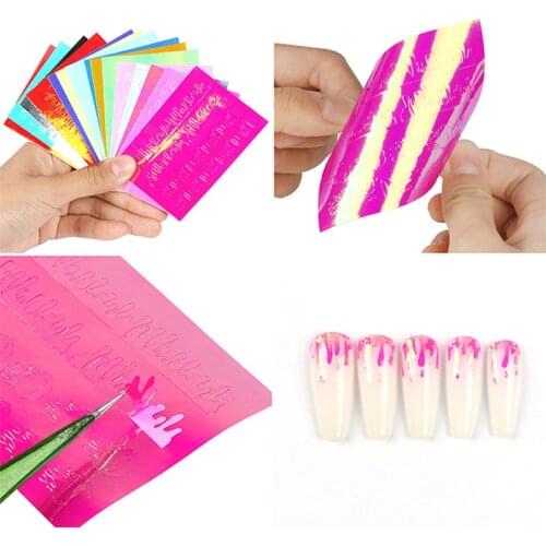 15pc/lot LIP pattern Holo Nail Foil Strip Tape sticker Thin Laser Silver Stripe Sticker DIY Foil Decal Sticker Nail Art Decor