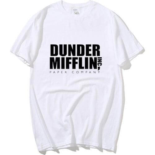 2021 Summer Men Print The Office TV Show Dunder Mifflin Paper White -Shirt Short Sleeve O-Neck Harajuku Streetwear Tshirt