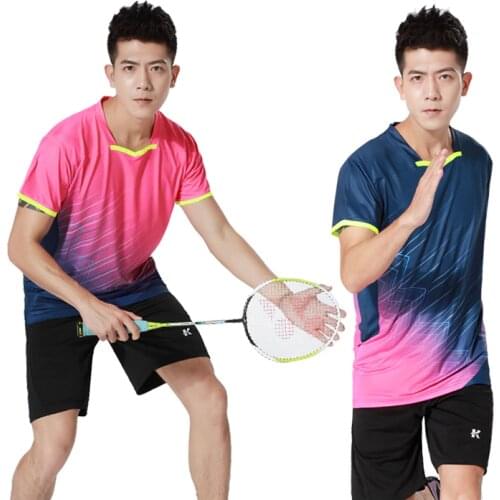 Mens Badminton Competition T-Shirts Breathable Comfort Tops Print Brand Gym training shirts Table Tennis Jerseys