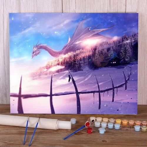 Scenery Under The Snow Coloring By Numbers Painting Kit Acrylic Paints 50*70 Boards By Numbers Home Decoration Adults Art