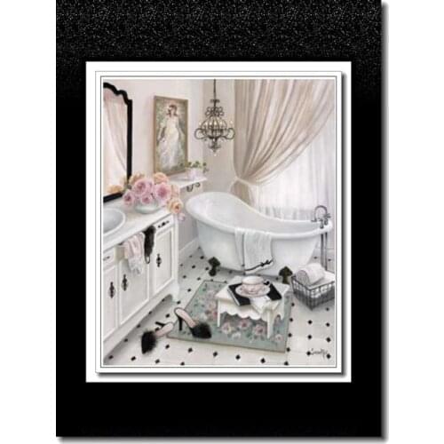 Embroidery Needlework Crafts 14CT Unprinted DIY Quality Cross Stitch Kits Set Handmade Fashion Arts Painting in the Bathroom