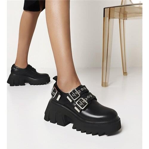 2021 new European and American trend large size British platform platform shoes punk womens shoes