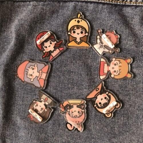 New Korea Cartoon Girls Pin Badge Transparent Acrylic Diy Apparel Patch Accessories For Girls Brooch Gift Wholesale