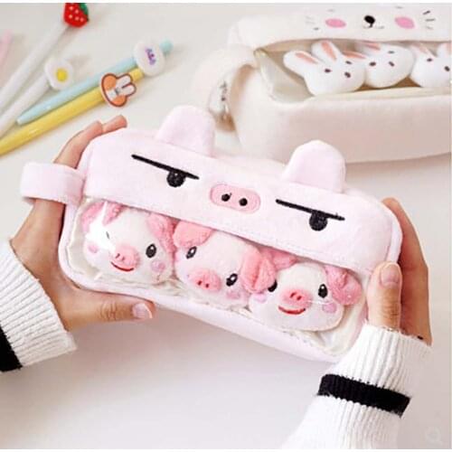 Plush Cute Pencil Case Kawaii Large Capacity Pencilcase School Pen Case Supplies Pencil Bag School Box Pencils Pouch Stationery