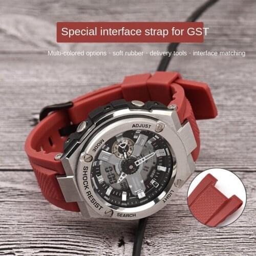 Watchband for Casio Gst100 Silicone Rubber Men G Shock Watch Strap GST-B100 S110 W300 410 Women Sport Strap Replacement