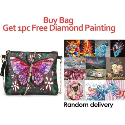 DIY Women Crossbody Bags Special Shaped Diamond Painting PU Leather Chain Clutch Bag Christmas Gift for Girlfriend