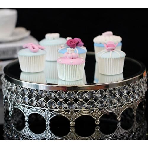 Sliver plate iron+glass mirror food serving trays wedding Cake pan decoration Cosmetic storage tray for home decoration SNTP025