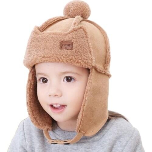 Doitbest 2 to 6 years old Baby boy Bomber hat Soft fur inside Winter Beanies Child Thicken ears hats kids girls Earflap Caps