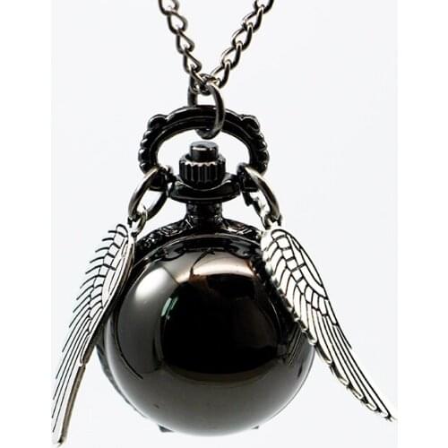 Vintage Bronze Steampunk Snitch Ball Quartz Pocket Watches With Pendant Necklace Chain Children Kids Best Xmas Gift