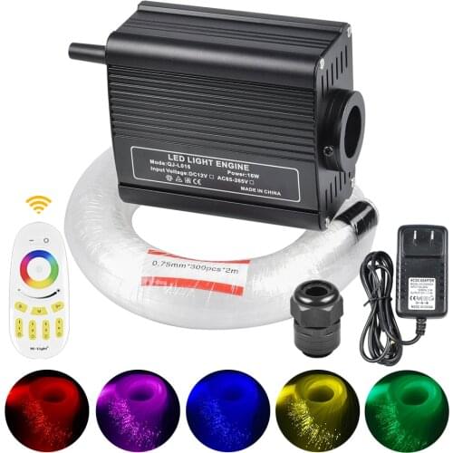 16w RGBW fiber optic light engine +2.4G Milight Remote Controller+0.75mm*300pcs*2m fiber optic cable bundle