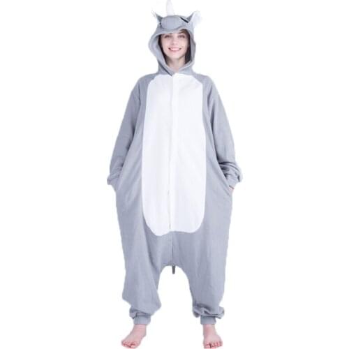 Adult Anime Rhinoceros Cosplay Kigurumi Onesies Costume For Women Men Polar Fleece Funny Warm Soft Animal Onepieces Pajamas