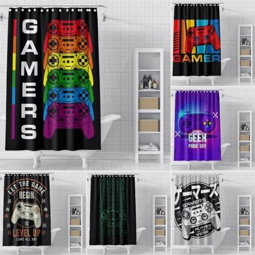 Game Controller Shower Curtain Waterproof Mildew Proof Bathroom Curtain With Hooks 3D Printed Shower Curtains Polyester