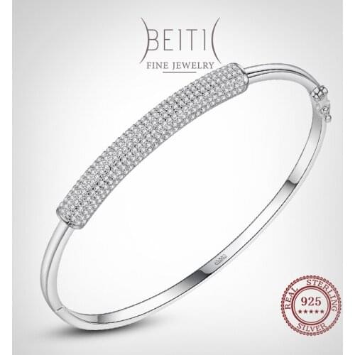 Beitil Full Dazzling Zircon Rectangle Fashion 925 Sterling Silver Bracelets For Women Classic Wedding Statement Jewelry