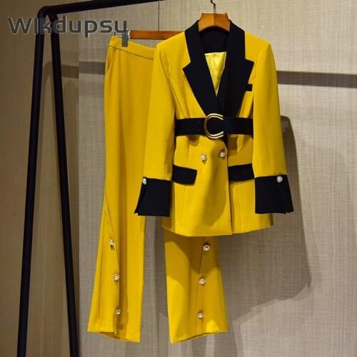 Pantsuits Female Blazer Pants Suits Plus Size 2021 Elegant New Fashion Casual Formal Business Work Office Lady Two Piece Sets