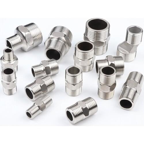 1/8" 1/4" 3/8" 1/2" 3/4" BSP Male To Male Thread Stainless Steel Lengthen Hex Nipple Pipe Fitting Equal Reducer Connector