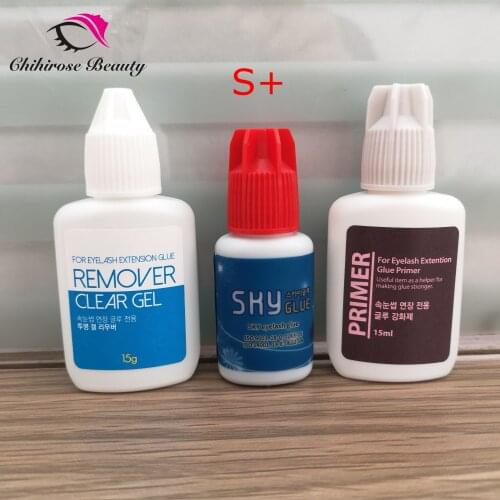 1 Set red cap Sky S+ type Glue Lash Primer gel Remover for Eyelash Extensions Glue Fast Dry Long Time Korea Black Glue