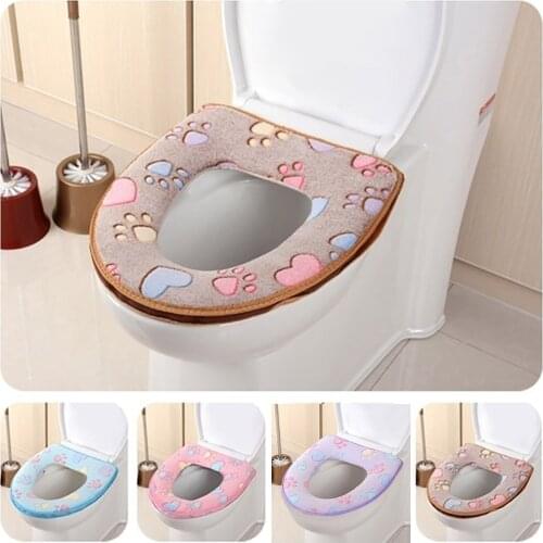 Comfortable Soft Bathroom Toilet Seat Closestool Washable Warmer Mat Cover Cushion Home Decor Embroidered Toilet Seat Covers #4z