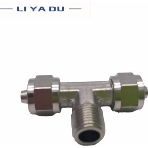 10PCS Air Connector Fitting T Shape Tee PB 6mm 8mm Hose Pipe to -1/8" 1/4" 01 02 BSPT Male Thread Pneumatic Coupler