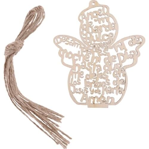 12 Pcs/Pack Wooden Hollow Out Angel Doll Ornaments Pendants Embellishments for DIY Art Craft Projects Christmas Party with