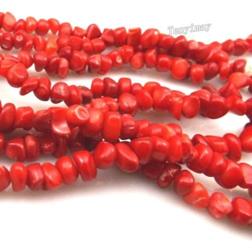 16" Red Irregular Coral Chips, Gravel Coral Beads, Semi-Precious Stone, Coral Chip Jewelry Accessory, DIY Jewelry Loose Beads