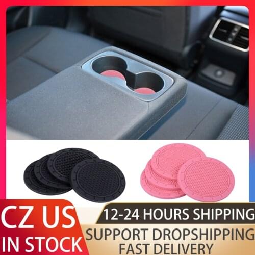 4pcs Car Coaster Water Cup Bottle Holder Anti-slip Pad Mat Silica Gel For Interior Decoration Car Styling Accessories 7X7X 0.5cm