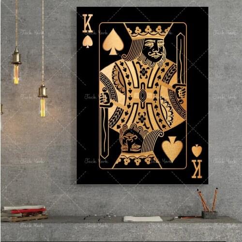 Abstract gold and silver playing cards king queen and jack hd print club bar restaurant decoration puke poster
