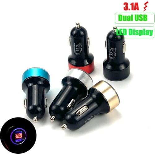 3.1A Dual USB Car Charger LED Display For Mitsubishi / Mazda / Subaru / Suzuki / Toyota Lexus / Honda Acura / Renault / Nissan