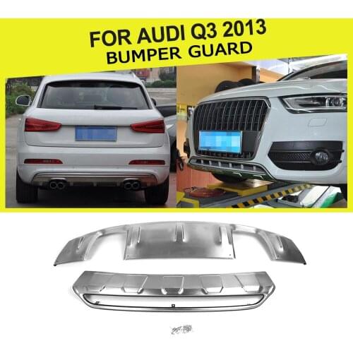 Stainless Steel Front Bumper Guard Lip and Rear Bumper Guad Diffuser Lip for Audi Q3 2013