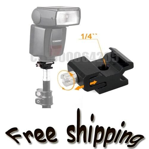 Free shipping worldwide +tracking number 10pcs Hot Shoe Flash Stand Adapter with 1/4"-20 Tripod screw