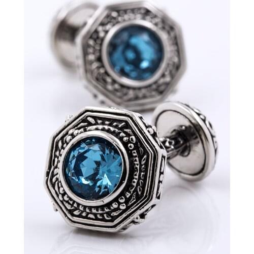 KFLK brand high quality mens shirts double blue cufflinks wedding gift buttons, 2017 new products guests