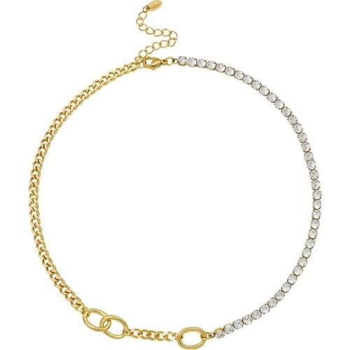 INS Hot Gold Plated 316L Stainless Steel Chain Jewelry Rhinestone Chain Necklace For Women Girl Trendy Jewelry Gift