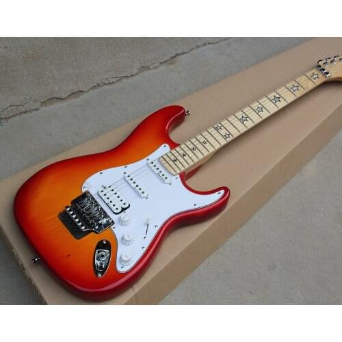 Customized cherry blossom guitar, five-star inlaid fingerboard, white shield, HSS pickup, free delivery