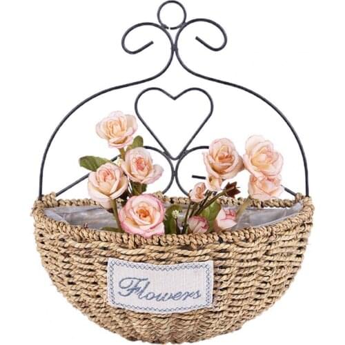 Plants Pot Hanging Handmade Straw Fine Workmanship Flower Basket for Home Planter Basket