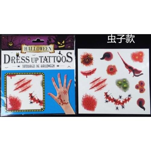 Halloween Horror simulation trace fake tattoo stickers tear wound scar mischief waterproof disposable tattoo stickers